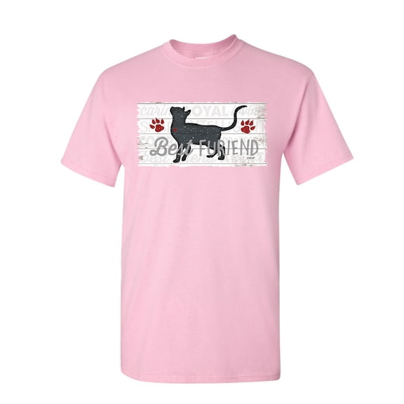 Tee Hunt Best Furiend Cat Lovers T-Shirt Best Friend Pet Lovers Kitty Paw Mens Shirt, Light Pink, X-Large