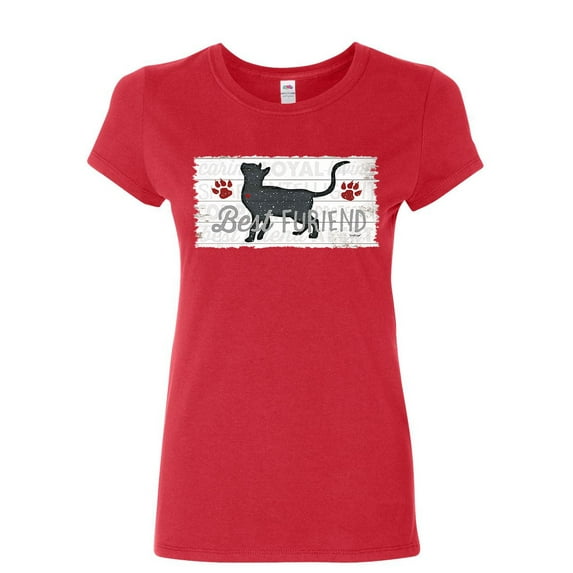 Tee Hunt Best Furiend Cat Lovers Women's T-Shirt Best Friend Pet Lovers Kitty Paw Shirt, Red, XX-Large