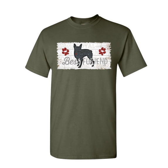 Tee Hunt Best Furiend T-Shirt Man's Best Friend Dog Pup Puppie Doggie Paw Mens Shirt, Military Green, X-Large