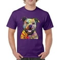 thumbnail image 1 of Tee Hunt Beware of Pit Bull T-Shirt Dean Russo Art Colorful Cute Dog Men's Tee, Purple, Small, 1 of 5