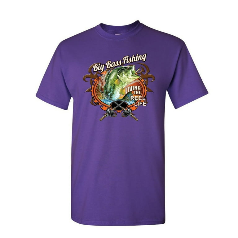 Tee Hunt Big Bass Fishing T-Shirt Living The Reel Life Fisherman