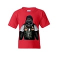 thumbnail image 1 of Tee Hunt Biker Ape Youth T-Shirt Gorilla Motorcycle Route 66 Chopper Bobber Kids Tee, Red, X-Large, 1 of 5