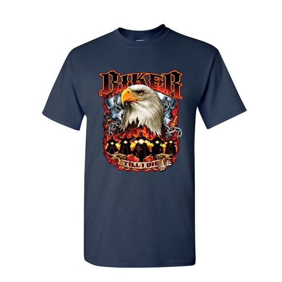 Tee Hunt Biker Till I Die T-Shirt Motorcycle Club Biker Gang Live to Ride Mens Shirt, Navy Blue, Small
