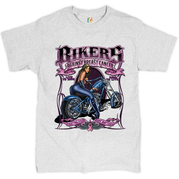 Tee Hunt Bikers Against Breast Cancer T-Shirt Fight for a Cure Hope Matters Men's Tee, Ash Gray, 4X-Large