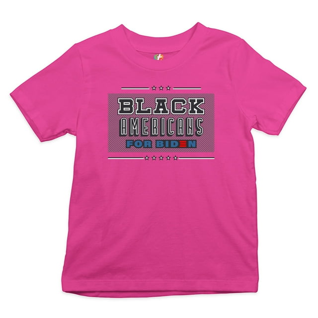 Tee Hunt Black Americans for Biden Youth T-Shirt Uncle Joe 2024 Vote Democrat Kids, Pink, Large