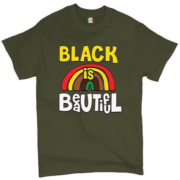 Tee Hunt Black Is Beautiful T-shirt African American Black Pride Equality Men's Tee, Military Green, XX-Large
