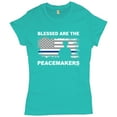 thumbnail image 1 of Tee Hunt Blessed Are the Peacemakers T-Shirt Thin Blue Line Police Officers Women's T-Shirt Tee, Light Blue, Medium, 1 of 5