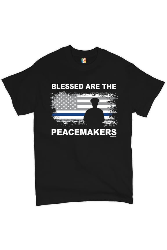 Blessed are The Peacemakers T-Shirt Thin Line Police Officers Men's Tee