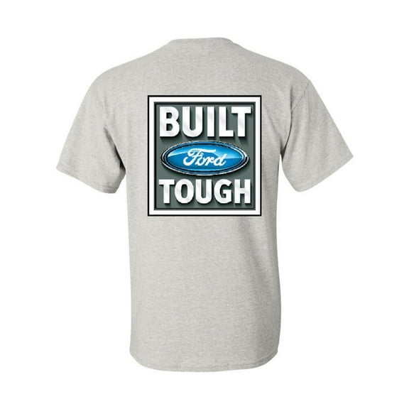 Tee Hunt Built Tough T-Shirt Licensed Ford Truck 4x4 F150 Mustang Shirt, Ash Gray, Large