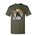 thumbnail image 1 of Tee Hunt Bulldog Wearing Glasses T-Shirt Cute Dog Swag Pet Lovers Urban Mens Shirt, Military Green, X-Large, 1 of 5