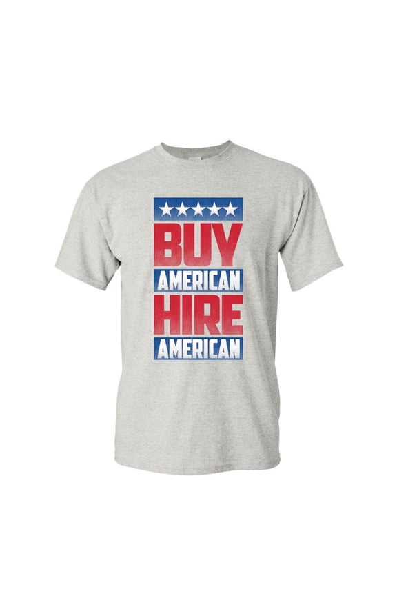 Buy American Hire American T-Shirt Political Be American MAGA Mens Shirt, Ash Gray, XX-Large