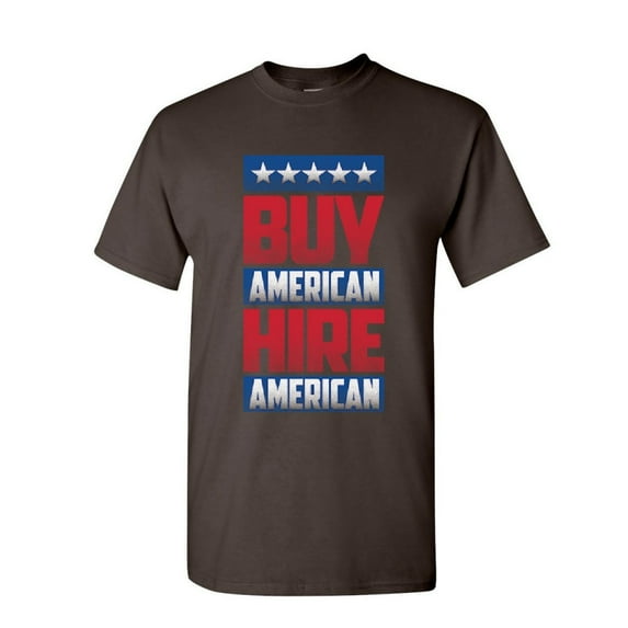 Tee Hunt Buy American Hire American T-Shirt Political Be American MAGA Mens Shirt, Brown, XX-Large
