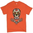thumbnail image 1 of Tee Hunt Calavera Arms Crossed T-Shirt Dia de Los Muertos Day of The Dead Men's Tee, Orange, 3X-Large, 1 of 5