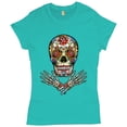 thumbnail image 1 of Tee Hunt Calavera Arms Crossed T-Shirt Dia de Los Muertos Day of The Dead Women's T-Shirt Tee, Light Blue, 3X-Large, 1 of 5