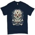 thumbnail image 1 of Tee Hunt Calavera Sugar Skull T-Shirt Mexican Day of The Dead Dia de Muertos Men's Tee, Navy Blue, XX-Large, 1 of 5