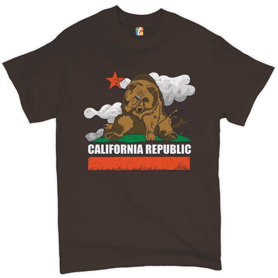 Tee Hunt California Bear Facepalm T-shirt The Great California Exodus Men's Tee, Brown, 5X-Large
