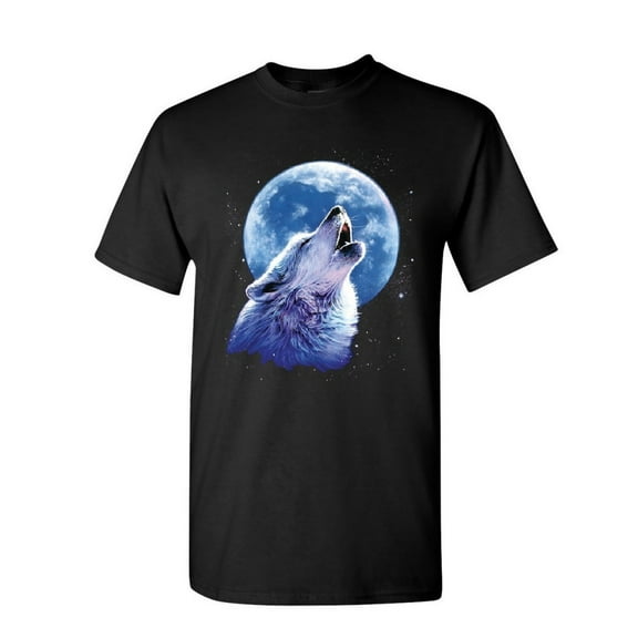Tee Hunt Call of The Wild T-Shirt Lone Wolf Howling Moon Wildlife Men's Novelty Shirt