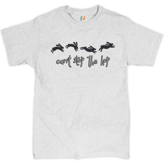Tee Hunt Can't Stop The Hop T-Shirt Happy Easter Hopping Rabbits Men's Novelty Shirt, Ash Gray, Large