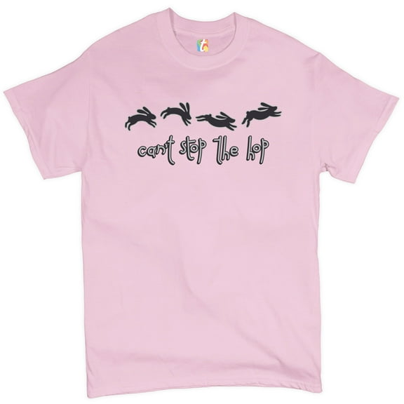 Tee Hunt Can't Stop The Hop T-Shirt Happy Easter Hopping Rabbits Men's Novelty Shirt, Light Pink, Medium