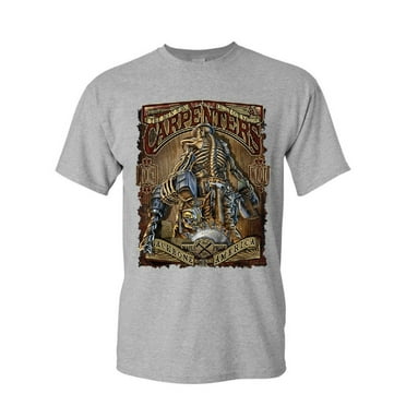 Tee Hunt Carpenters Backbone of America T-Shirt Collar Job Craftsman Mens Shirt, Gray, X-Large