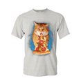 thumbnail image 1 of Tee Hunt Cat Eating Pizza T-Shirt Funny Weird Kitten Pet Kitty Peperoni Mens Shirt, Ash Gray, Small, 1 of 5