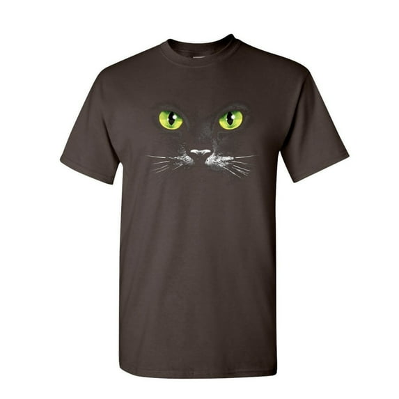 Tee Hunt Cat Eyes T-Shirt Animal Pet Lovers Kitten Huge Cat Face Mens Shirt, Brown, Large