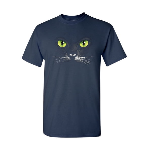 Tee Hunt Cat Eyes T-Shirt Animal Pet Lovers Kitten Huge Cat Face Mens Shirt, Navy Blue, Large
