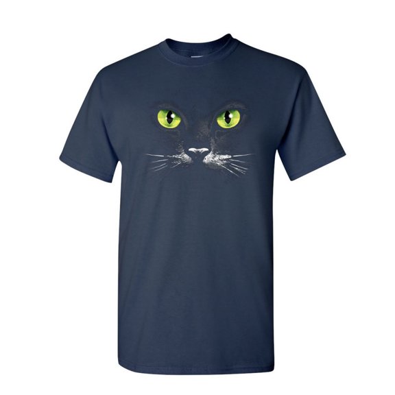 Tee Hunt Cat Eyes T-Shirt Animal Pet Lovers Kitten Huge Cat Face Mens Shirt, Navy Blue, XX-Large