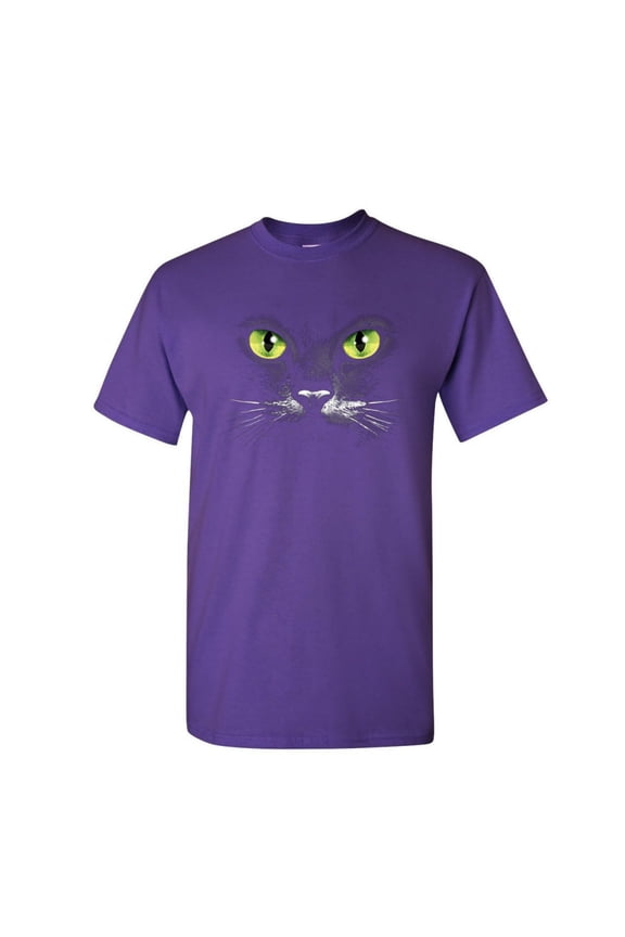 Cat Eyes T-Shirt Animal Pet Lovers Kitten Huge Cat Face Mens Shirt, Purple, Large