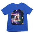 thumbnail image 1 of Tee Hunt Cat Firing Rainbow Laser Riding Pizza Slice in Space Youth T-Shirt Weird Kids, Blue, Medium, 1 of 5