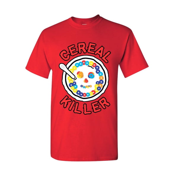 Tee Hunt Cereal Killer T-Shirt Funny Breakfast Morning Meal Serial Killer Mens Shirt, Red, 4X-Large