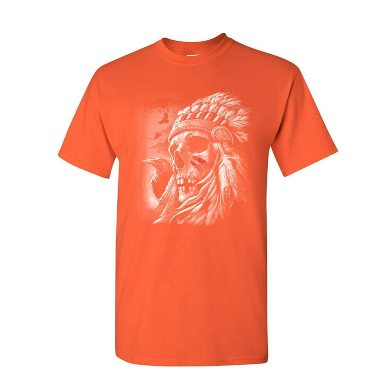 Native American Big Chief Skull Head Dress Unisex Tee Shirt Native American Big Chief Skull Head Dress Unisex Tee Shirt