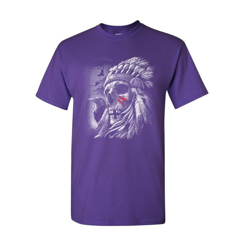 Native American Big Chief Skull Head Dress Unisex Tee Shirt Native American Big Chief Skull Head Dress Unisex Tee Shirt