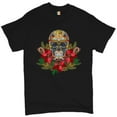 thumbnail image 1 of Tee Hunt Christmas Calavera T-shirt Sugar Skull Holiday Spirit Mistletoe Men's Tee, Black, Medium, 1 of 5