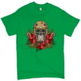 thumbnail image 1 of Tee Hunt Christmas Calavera T-shirt Sugar Skull Holiday Spirit Mistletoe Men's Tee, Green, 4X-Large, 1 of 5