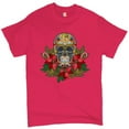 thumbnail image 1 of Tee Hunt Christmas Calavera T-shirt Sugar Skull Holiday Spirit Mistletoe Men's Tee, Hot Pink, 4X-Large, 1 of 5