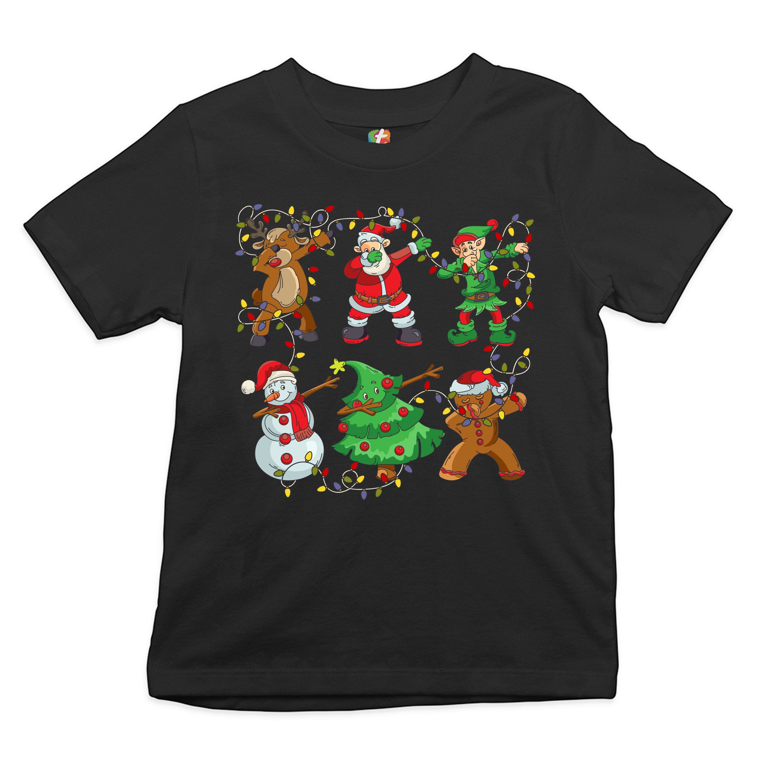 Tee Hunt Christmas Crew Dabbing Youth T-Shirt Reindeer Santa Claus Elf Snowman Kids, Black, Large