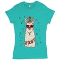 thumbnail image 1 of Tee Hunt Christmas Llama T-Shirt Merry and Bright Let It Snow Funny Xmas Women's T-Shirt Tee, Light Blue, XX-Large, 1 of 5