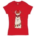 thumbnail image 1 of Tee Hunt Christmas Llama T-Shirt Merry and Bright Let It Snow Funny Xmas Women's T-Shirt Tee, 1 of 5