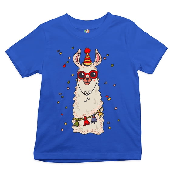 Tee Hunt Christmas Llama Youth T-Shirt Merry and Bright Let It Snow Funny Xmas Kids, Blue, Large
