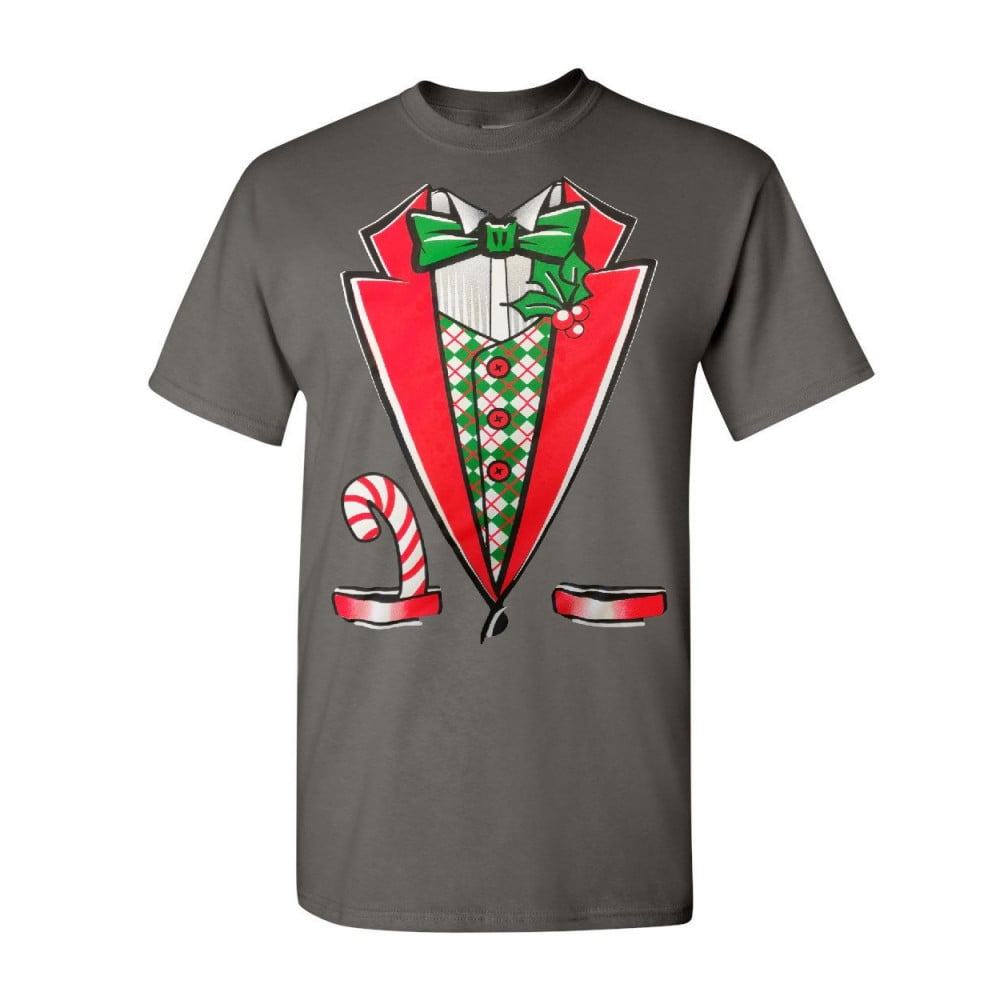 Tee Hunt Christmas Tuxedo T Shirt Funny Xmas Santa Elf Shirt Navy