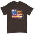 thumbnail image 1 of Tee Hunt Colorful American Flag T-shirt Patriotic 4th of July Independence Men's Tee, Brown, Small, 1 of 5