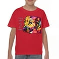 thumbnail image 1 of Tee Hunt Colorful Pit Bull Youth T-Shirt Dog Wags Its Tail with Its Heart Kids, Red, Small, 1 of 5