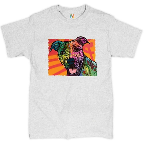 Tee Hunt Colorful Pitbull T-Shirt Andy Maxx Dog Lover Pet Owner Adopt Men's Tee, Ash Gray, Large