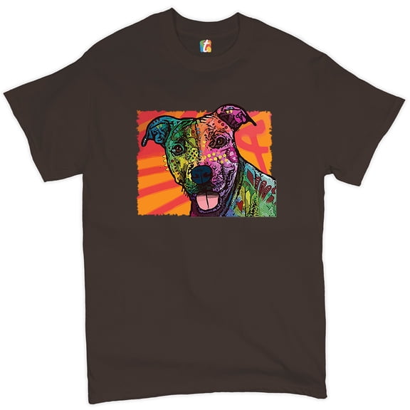 Tee Hunt Colorful Pitbull T-Shirt Andy Maxx Dog Lover Pet Owner Adopt Men's Tee, Brown, Medium