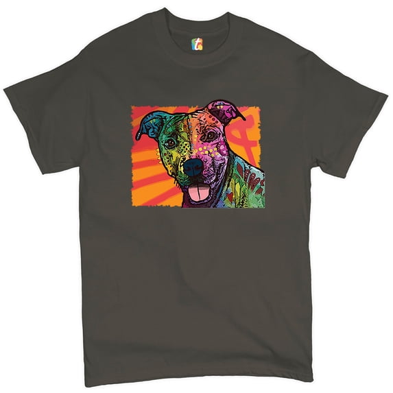Tee Hunt Colorful Pitbull T-Shirt Andy Maxx Dog Lover Pet Owner Adopt Men's Tee, Charcoal, X-Large