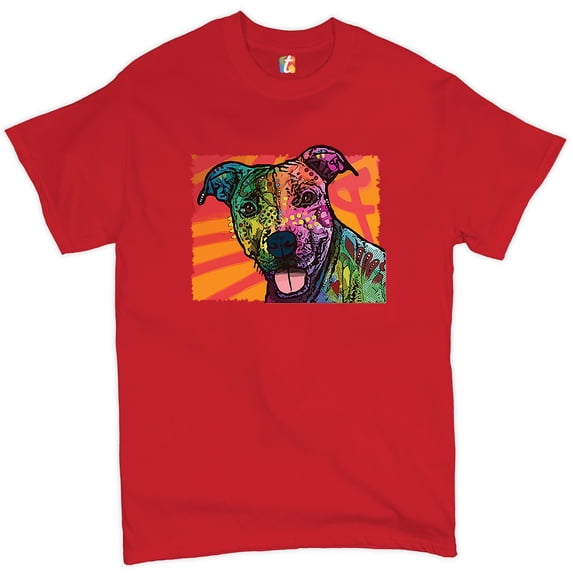 Tee Hunt Colorful Pitbull T-Shirt Andy Maxx Dog Lover Pet Owner Adopt Men's Tee, Red, XX-Large