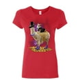 thumbnail image 1 of Tee Hunt Corgi Riding a Gentleman Llama Women's T-Shirt Funny Weird Universe Dog Shirt, Red, Small, 1 of 4