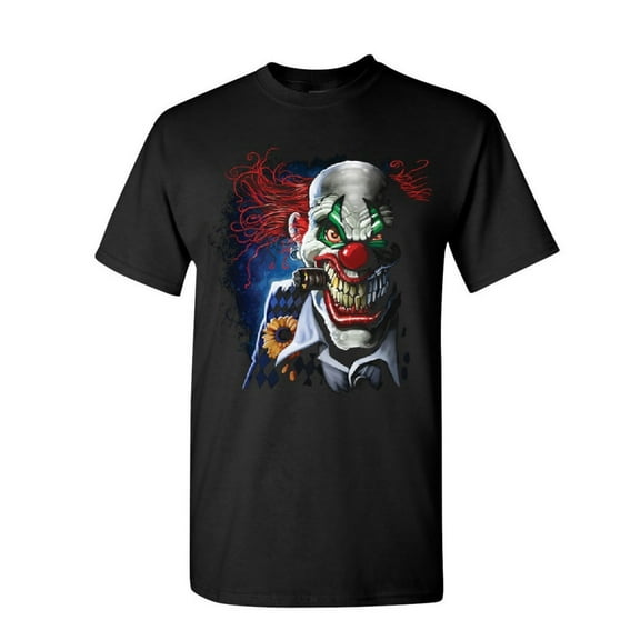 Tee Hunt Creepy Joker Clown T-Shirt Nightmare Scary Mean Killer Halloween Mens Shirt