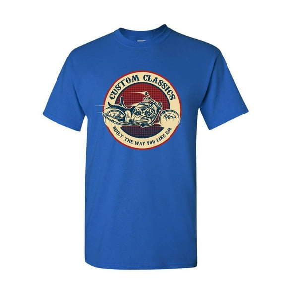 Tee Hunt Custom Classics T-Shirt Chopper Bobber Biker RTE 66 Live to Ride Mens Shirt, Blue, Medium